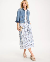 Chico's | Palermo Striped Tie-Front Skirt/ Passport Blue