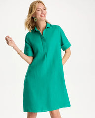 Chico's | Linen Popover Dress/ Topanga Green