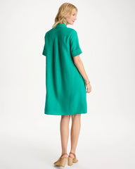 Chico's | Linen Popover Dress/ Topanga Green