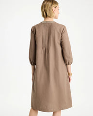 Chico's | Linen-Cotton Pintuck Dress/ Topaz Smoke