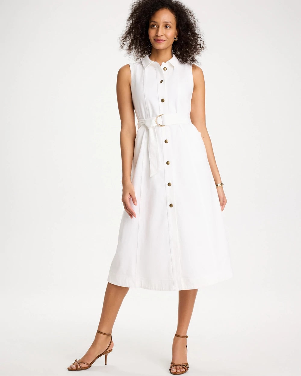 Chico's | Denim Sleeveless Shirtdress/ Alabaster