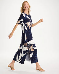Chico's | Printed Jersey Knit Column Dress/ Passport Blue