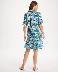 Chico's | Floral Linen-Cotton Popover Dress/ Alabaster