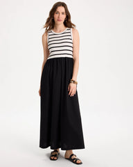 Chico's | Poplin Cotton Rib Mix Dress/ Black