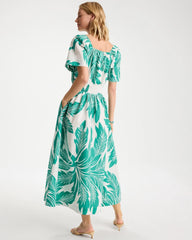 Chico's | Poplin Cotton Off-Shoulder Printed Dress/ Topanga Green