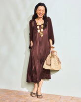 Chico's | Faux Satin Sleeveless Dress/ Deep Brown