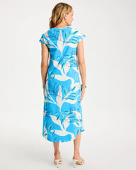 Chico's | Printed Soft-Stretch Cotton Slub Dress/ Blue Tide