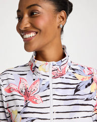 Chico's | Zenergy® UPF Lily Print Half Zip/ Calypso Coral