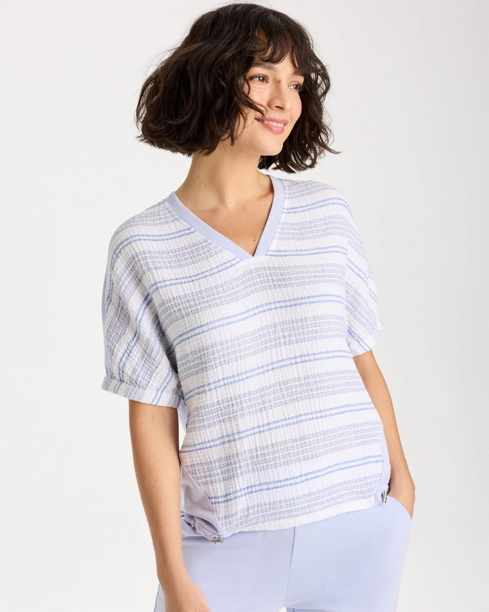 Chico's | Zenergy® Striped Gauze Lounge Shirt/ Indigo Ice