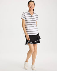 Chico's | Zenergy® UPF Striped Half-Zip Polo/ Black