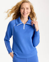 Chico's | Zenergy® Soft Pique Half-Zip Pullover Top/ Amparo Blue