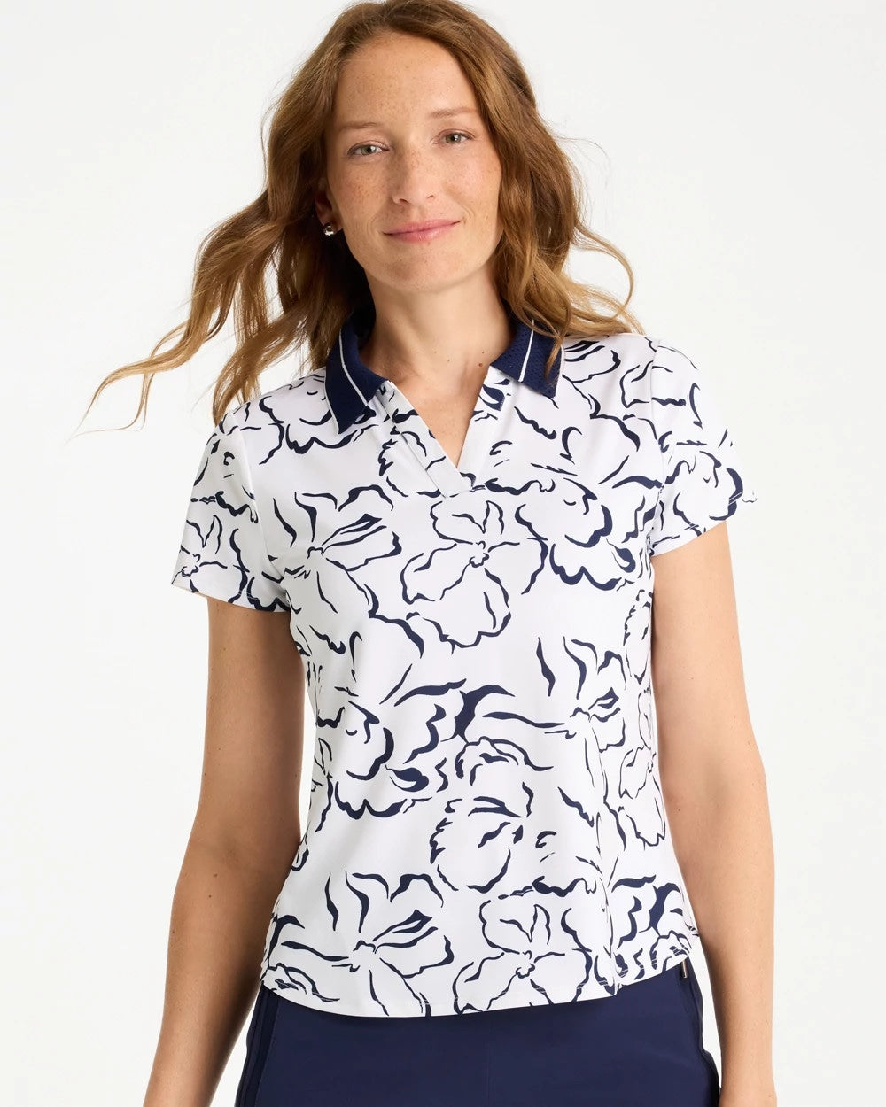 Chico's | Zenergy® UPF Mesh Collar Polo Top/ Passport Blue