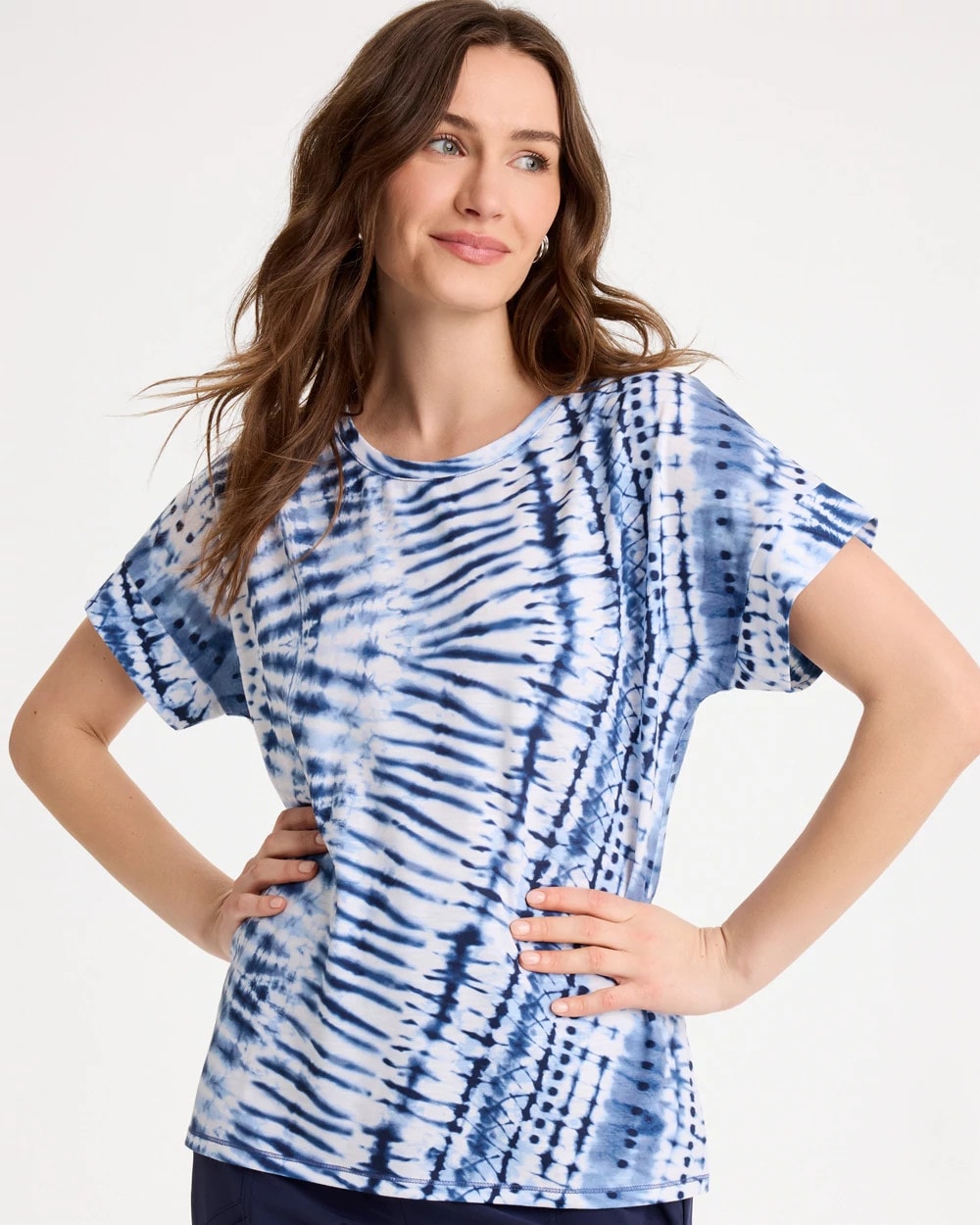 Chico's | Zenergy® Tie-Dye Drop Shoulder Tee/ Passport Blue