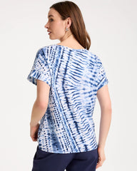 Chico's | Zenergy® Tie-Dye Drop Shoulder Tee/ Passport Blue