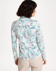 Chico's | Zenergy® UPF Dots Pullover Half Zip Top/ Topanga Green