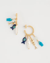 Chico's | Fish Charm Crinkle Hoop Earrings/ Blue Multi
