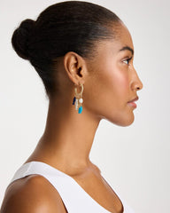 Chico's | Fish Charm Crinkle Hoop Earrings/ Blue Multi