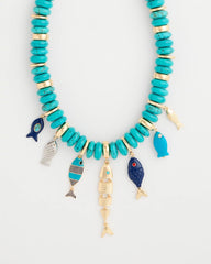 Chico's | Turquoise Fish Charm Statement Necklace/ Turquoise