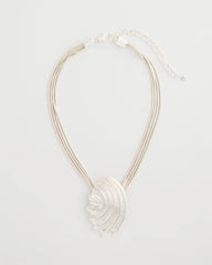 Chico's | Silvertone Shell Pendant/ Silver
