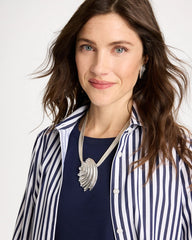 Chico's | Silvertone Shell Pendant/ Silver