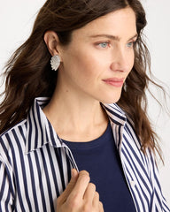 Chico's | Silvertone Shell Clip-On Earrings/ Silver