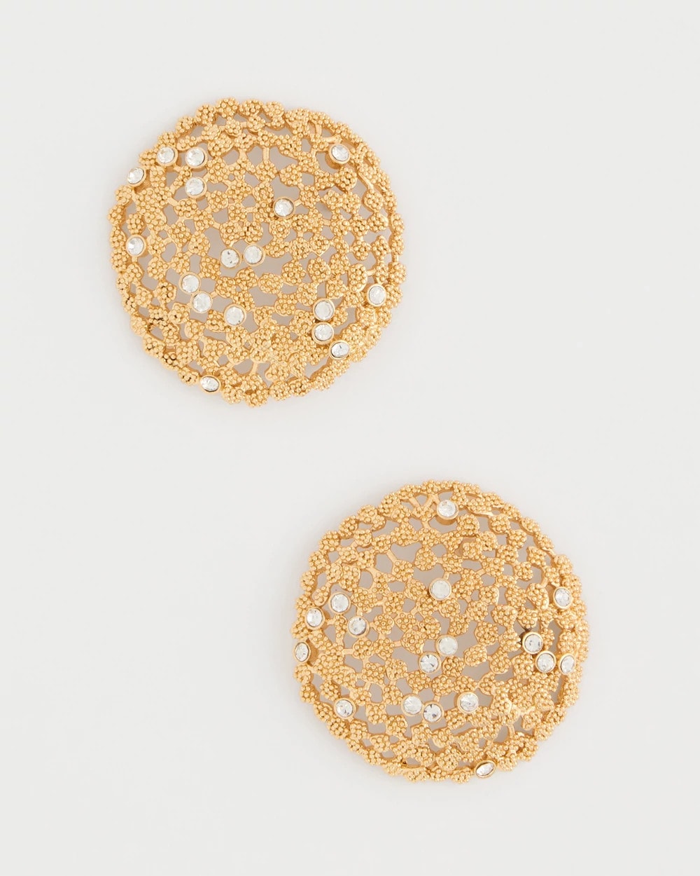 Chico's | Sea Foam Medallion Stud Earrings/ Gold