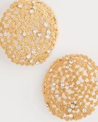 Chico's | Sea Foam Medallion Stud Earrings/ Gold