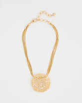 Chico's | Sea Foam Medallion Pendant Necklace/ Gold
