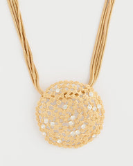Chico's | Sea Foam Medallion Pendant Necklace/ Gold