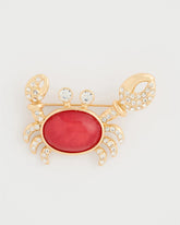 Chico's | Americana Faux Diamond Crab Brooch/ Red