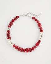Chico's | Red Resin Pearlescent Short Necklace/ Red