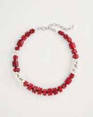 Chico's | Red Resin Pearlescent Short Necklace/ Red