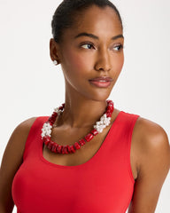 Chico's | Red Resin Pearlescent Short Necklace/ Red