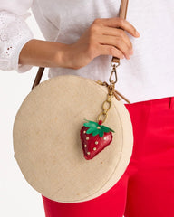 Chico's | Faux Leather Strawberry Bag Charm Key Chain/ Red