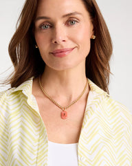 Chico's | Coral Agate Short Pendant Necklace/ Coral