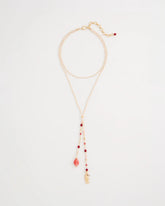 Chico's | Coral Genuine Stone Y-Pendant Necklace/ Coral