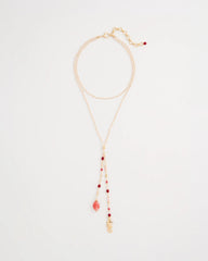 Chico's | Coral Genuine Stone Y-Pendant Necklace/ Coral