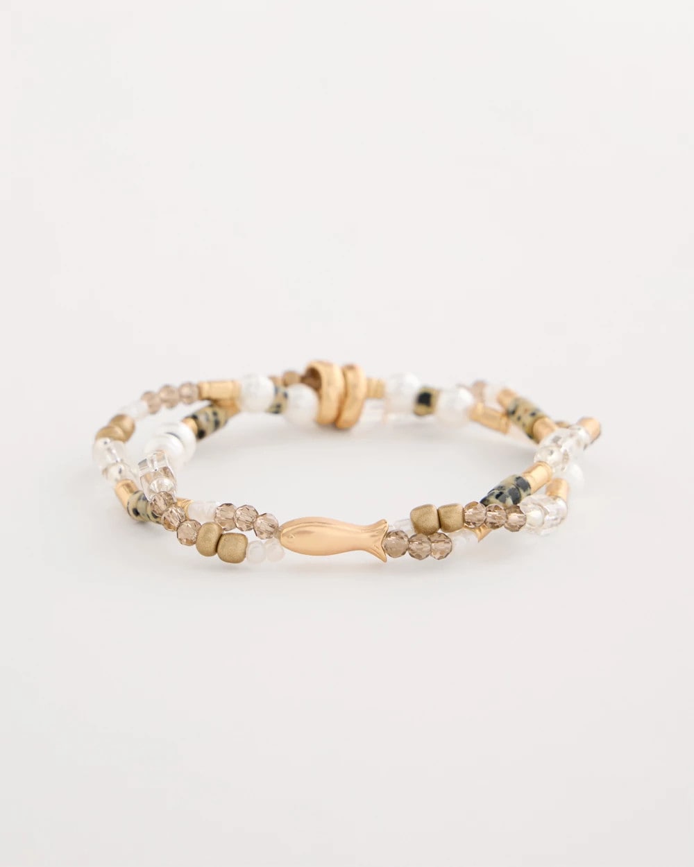Chico's | Jasper Stone Beaded Stretch Bracelet/ Neutral