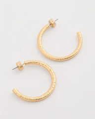 Chico's | Goldtone Textured Hoop Earrings/ Gold