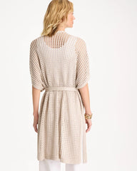 Chico's | Crochet Knit Belted Ruana/ Neutral