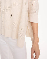 Chico's | Crochet Lace Notch Neck Poncho/ Ecru