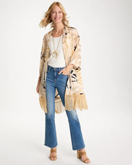 Chico's | Woven Long Fringed Kimono/ Neutral
