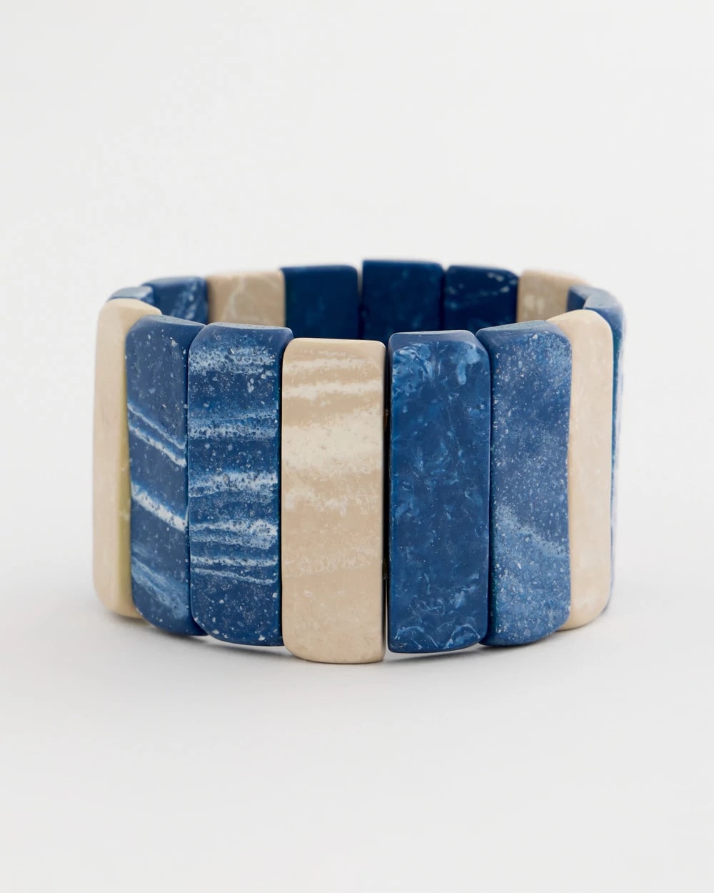 Chico's | Blue-Neutral Wood Stretch Bracelet/ Blue Multi