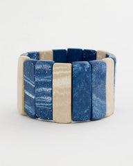 Chico's | Blue-Neutral Wood Stretch Bracelet/ Blue Multi