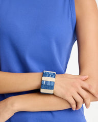Chico's | Blue-Neutral Wood Stretch Bracelet/ Blue Multi
