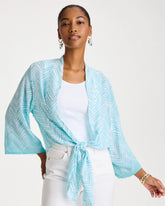 Chico's | Georgette Tie-Front Chevron Kimono/ Bondi Blue