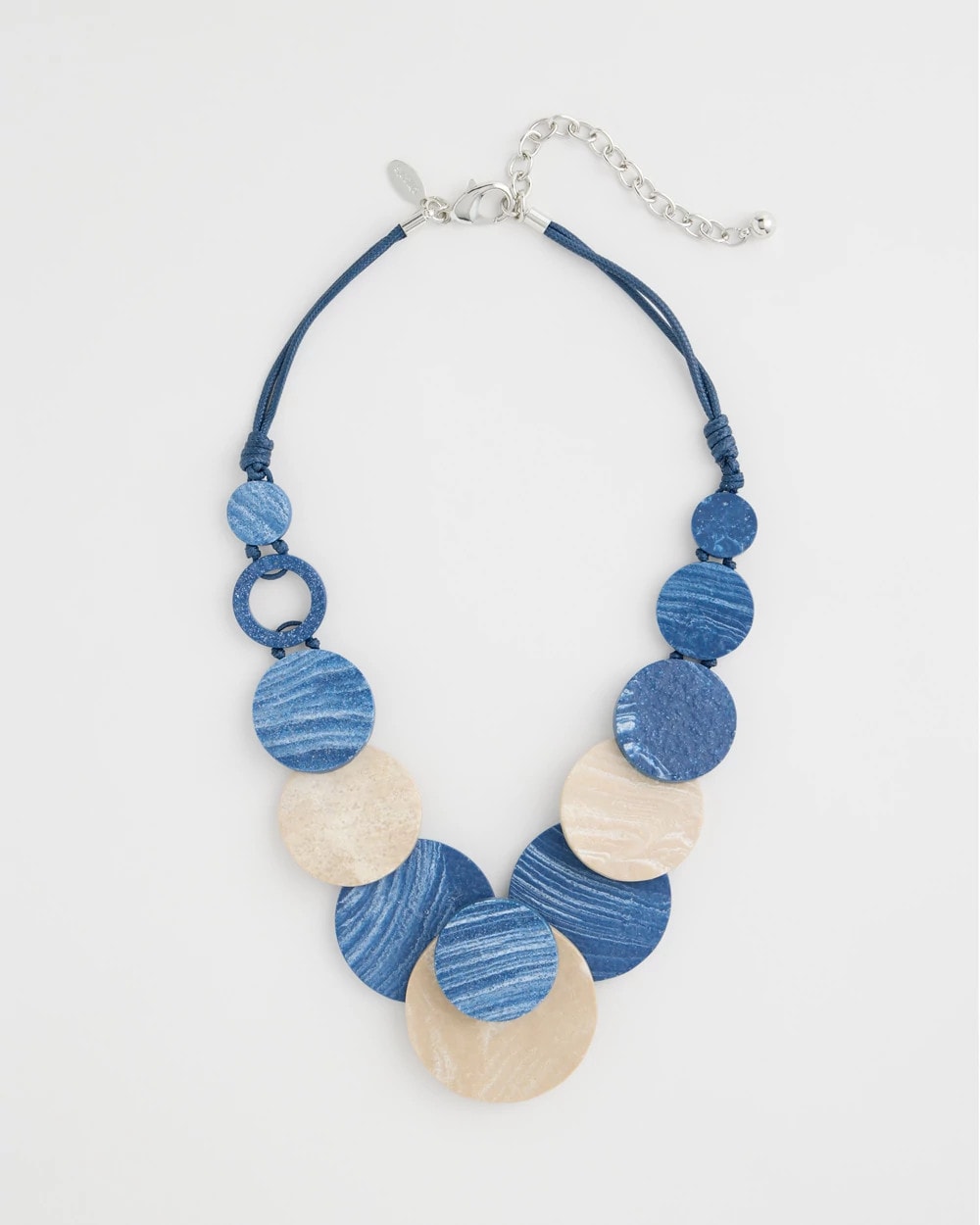 Chico's | Chico's Originals Blue Neutral Wood Bib Necklace/ Blue Multi