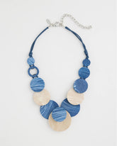 Chico's | Chico's Originals Blue Neutral Wood Bib Necklace/ Blue Multi