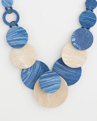 Chico's | Chico's Originals Blue Neutral Wood Bib Necklace/ Blue Multi