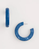 Chico's | Blue-Neutral Wood Hoop Earrings/ Blue Multi